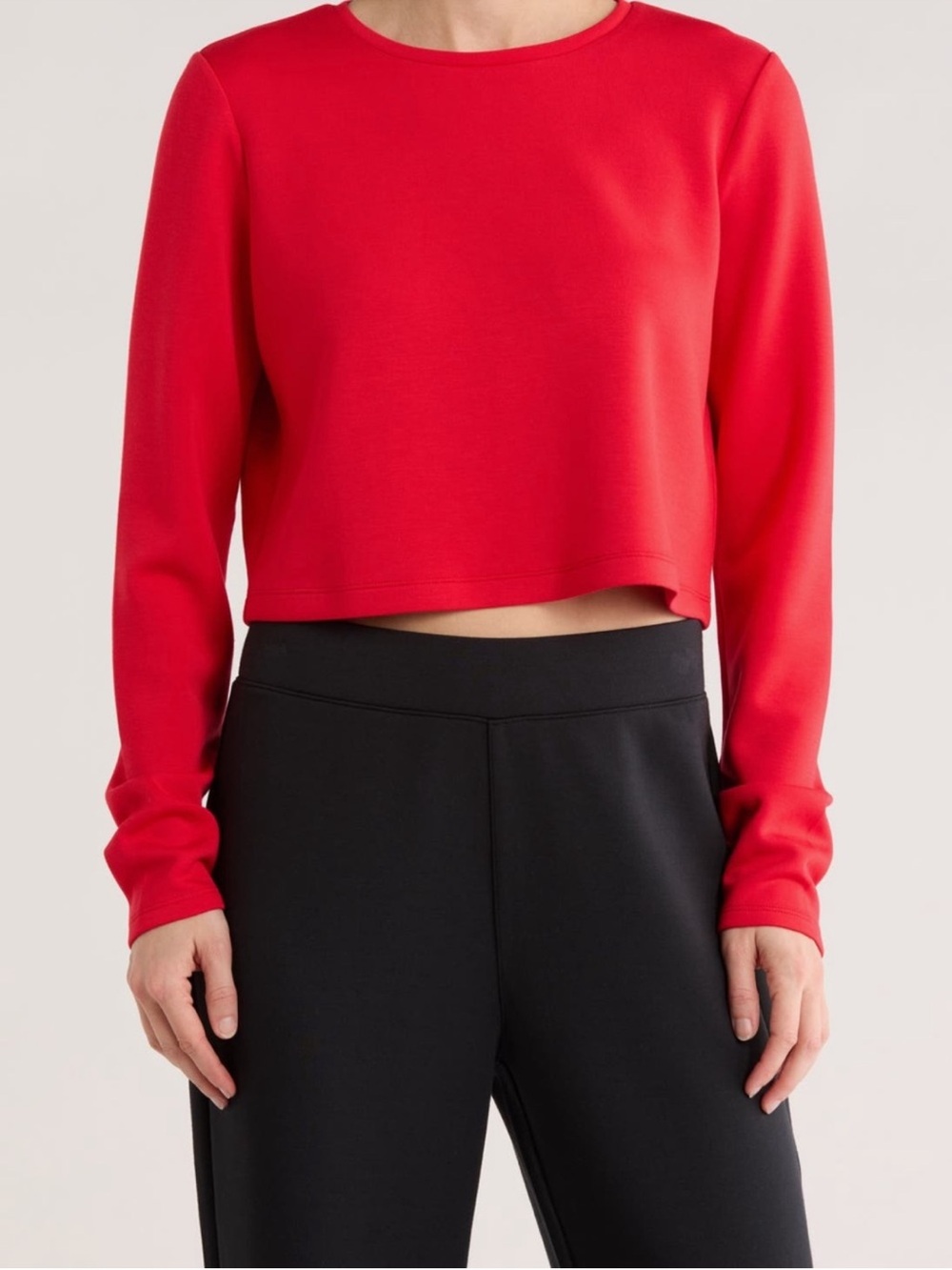 SPANX Air Essentials Long Sleeve Cropped Tee Red Rouge Size Small Style 22906R